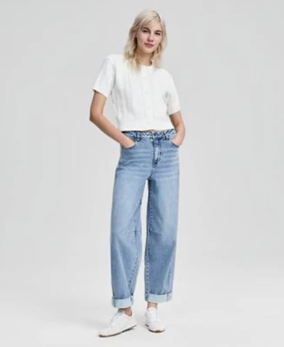Now This Womens Cuffed Barrel Leg Jeans Macys Exclusive