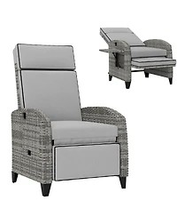 Outsunny Outdoor Recliner Chair with Adjustable Backrest, Cushion,