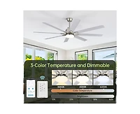 Sofucor 52-inch Modern Exquisite Sand Nickel 8-Blade Ceiling Fans with Adjustable Led Lights and Intelligent Remote Control.