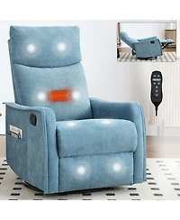 Casainc Heat Massage Manual Recliner Chair with Rocker and Swivel Fabric for Living Room