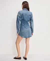 Good American Women's Shaped Long-Sleeve Denim Dress