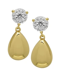 Macy's Lab-Grown White Sapphire Pear Drop Earrings (3-1/5 ct. t.w.) in 14k Gold Over Sterling Silver