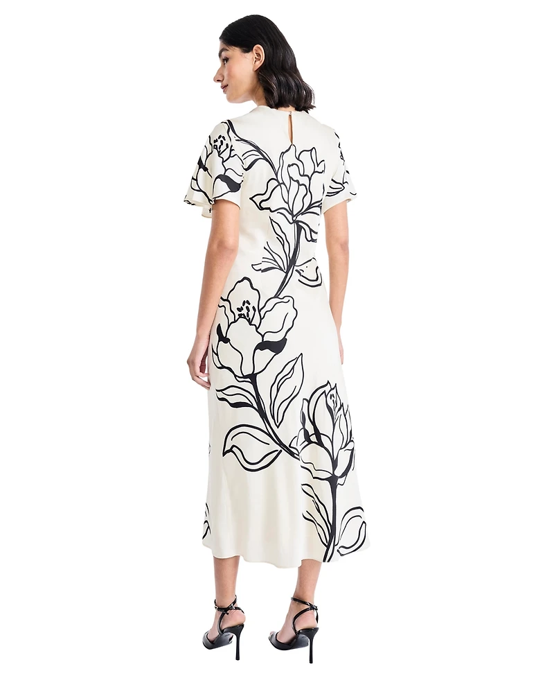 Maggy London Women's Short-Sleeve Floral Printed Dress