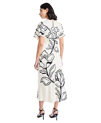 Maggy London Women's Short-Sleeve Floral Printed Dress