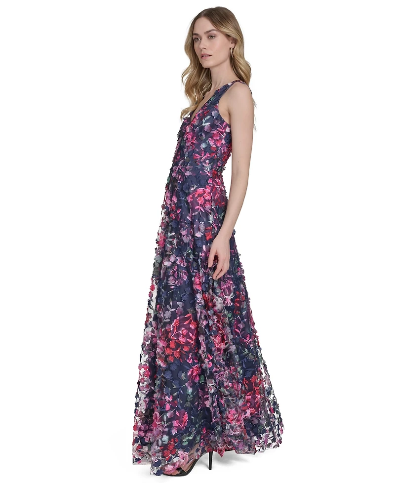 Eliza J Women's Sleeveless V-Neck Illusion Gown