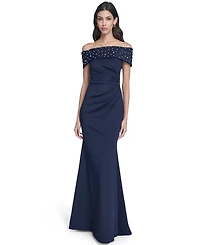 Eliza J Women's Off-The-Shoulder Faux-Pearl-Embellished Evening Gown