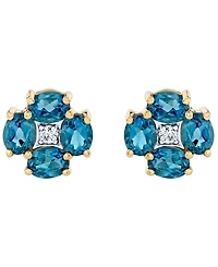 Macy's Blue Topaz (2 ct. t.w.) & Diamond Accent Stud Earrings in 14k Yellow Gold