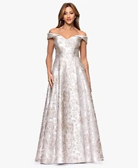 Xscape Womens Off The Shoulder Long Ball Gown