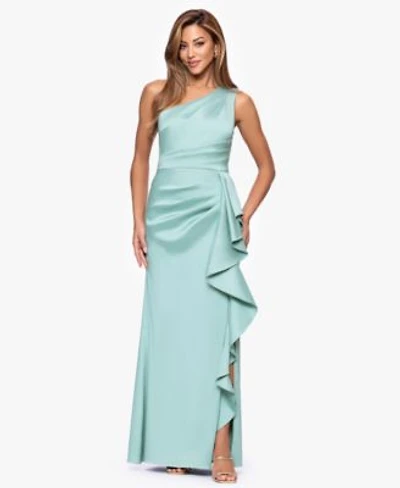 Xscape Womens One Shoulder Long Dress