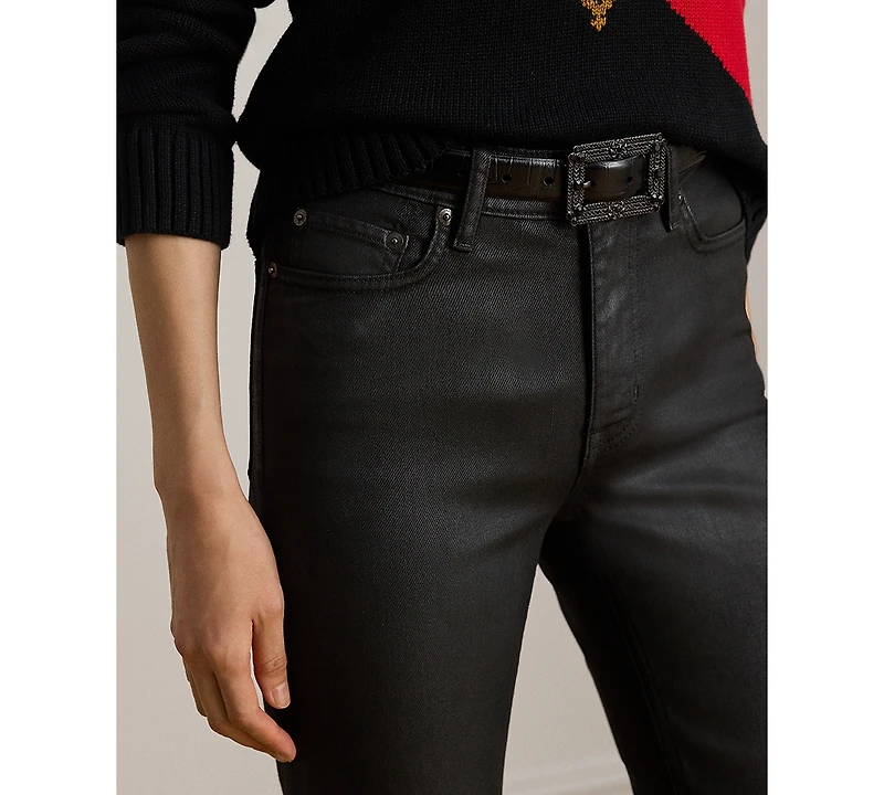 Lauren Ralph Petite Coated High-Rise Straight Ankle Jeans