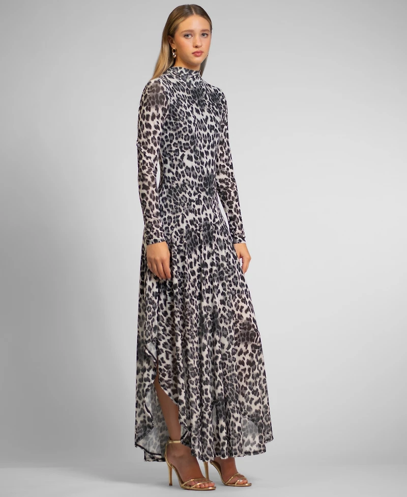 Rachel Rachel Roy Women's Beatrice Leopard Print Mock Neck Maxi Dress