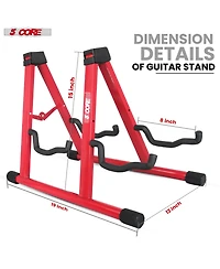 5 Core Double Guitar Stand Floor Adjustable A Frame Folding Acoustic Electric Guitars Holder Stands Gss 2N1 Red