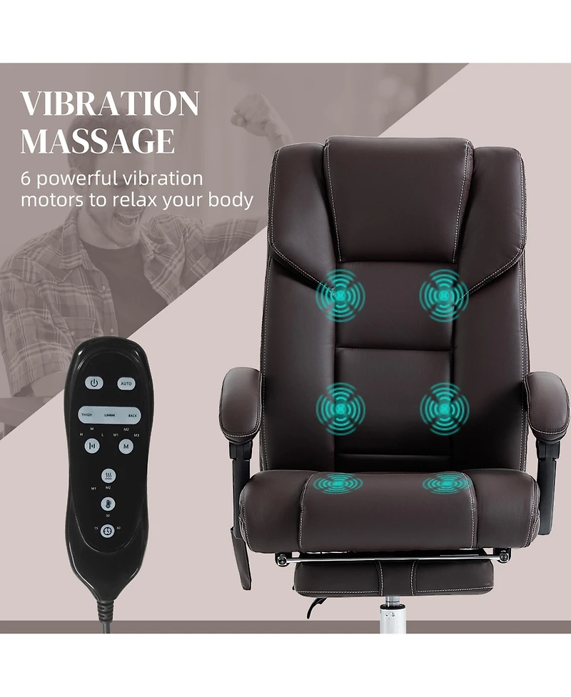 Vinsetto Vibration Massage Office Chair with Lumbar Heat, Footrest,