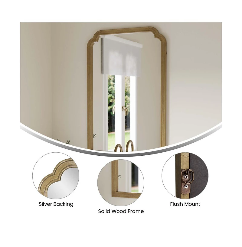 Emma+Oliver Julien Wall Mirror with Solid Wood Frame and Silver Backed Glass for Clarity for Entryways, Dining Rooms & More