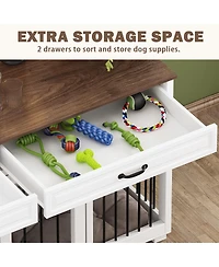 Indoor Dog Crate Furniture, Dog Cage Kennel with 2-Drawers