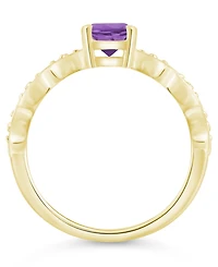 Macy's Amethyst (1-1/5 ct. t.w.) and White Diamond (1/20 Ring 10k Gold