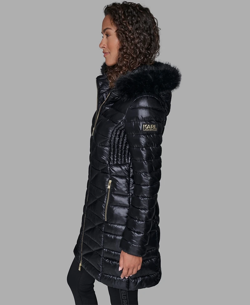 Karl Lagerfeld Paris Women's Long Puffer Coat