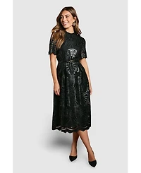 Coast Women's Pu Lace Midi Dress With Belt