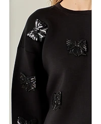 English Factory Women's Pearl Bow Scuba Sweatshirt