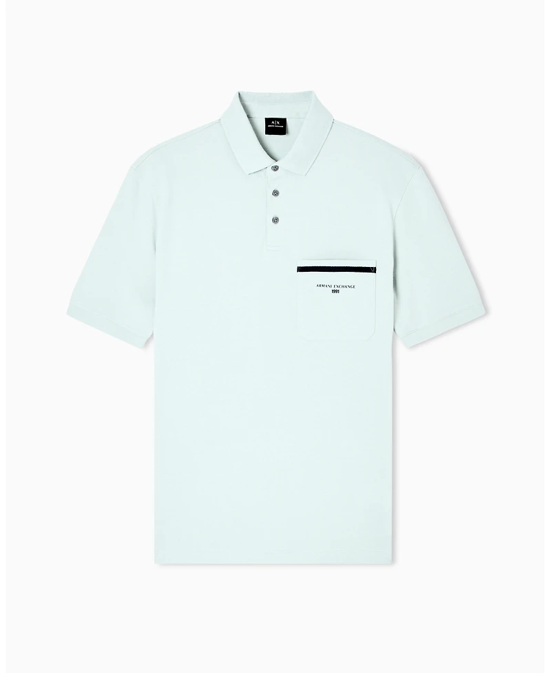 A|X Armani Exchange Men's Pique with Pocket Graphic Polo Shirt
