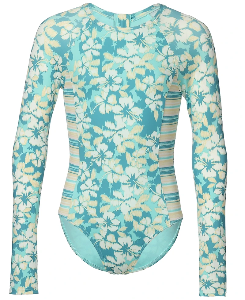 Roxy Girls' 7-16 Hibiscus Mirage Long-Sleeve One-Piece Swimsuit