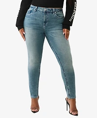 True Religion Plus Jennie Crystal Mid Rise Skinny Big T Jeans