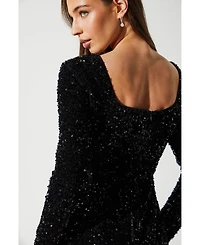 Coast Women's Sequin Feather Hem Party Midi Dress