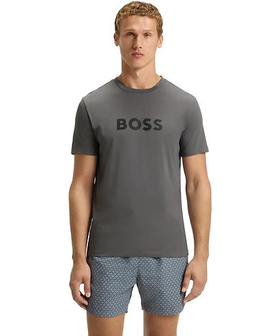 Boss by Hugo Men's Logo Print Cotton-Jersey Beach T-Shirt