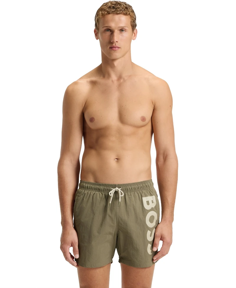 Boss by Hugo Men's Contrast-Logo Swim Shorts