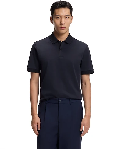 Boss by Hugo Men's Monogram Underplacket Cotton-Blend Polo Shirt