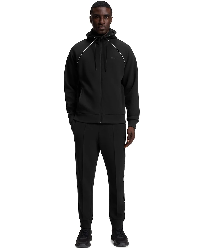 Boss by Hugo Men's Piping Details Cotton-Blend Zip-Up Hoodie