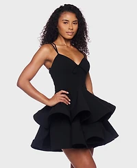 Alex & Sophia Juniors' Double Layer Drop V-Neck Dress