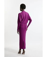 Karen Millen Women's Drape Knit Bat Wing Pencil Midi Dress