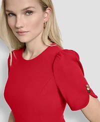 Dkny Women's Short Sleeve Fit and Flare Dress