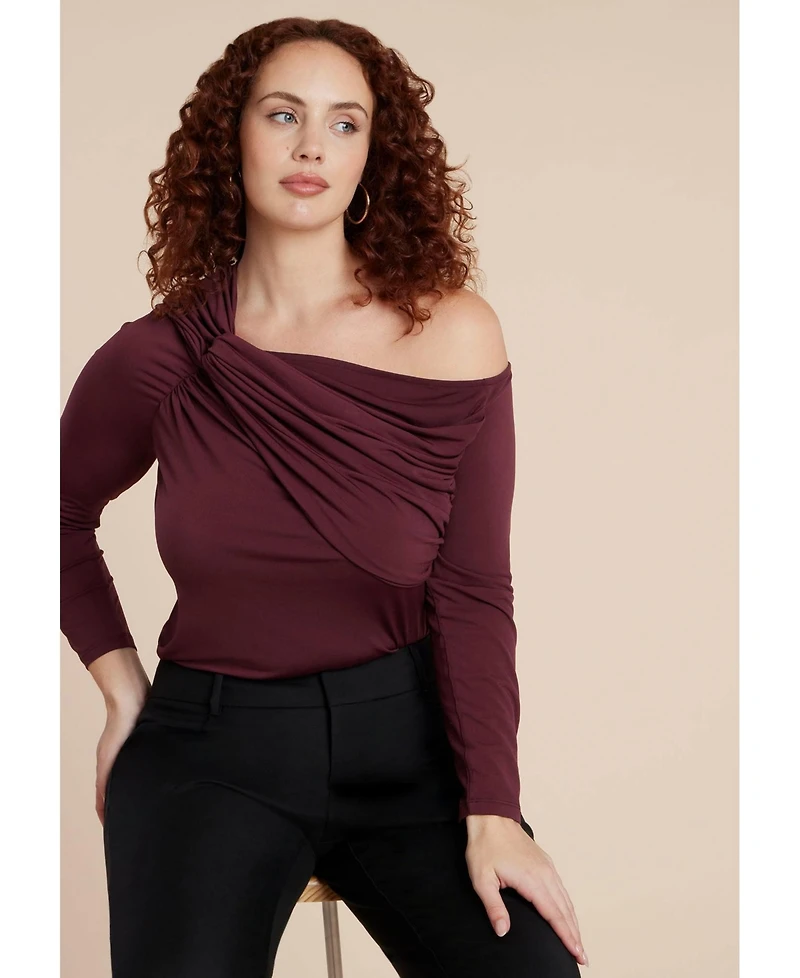 Eloquii Women's Plus Shoulder-Twist Drape Top