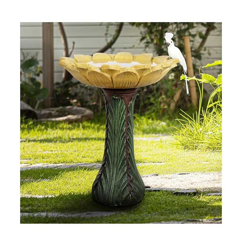 SunJet 24.4” Tall Outdoor Concrete Bird Bath