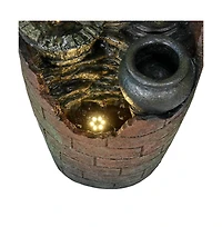 SunJet 32.6" Rustic Barrel Outdoor Water Fountain