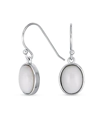 Bling Jewelry Set of 2 Classic Natural White Agate & Black Onyx Bezel Set Oval Cabochon Drop Earrings Sterling Silver Wire Fish Hook