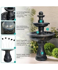 SunJet 45.2" High 3-Tiers Modern Concrete Outdoor Water Fountain