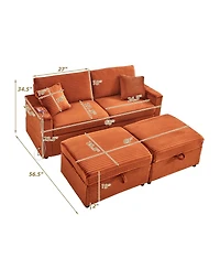 Streamdale Furniture Streamdale Comfortable Fluffy Corduroy Lazy Sofa with Storage, Super Soft Chaise Lounge