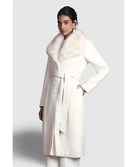 Coast Women's Faux Fur Collar Belted Midi Coat