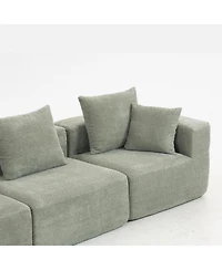 Streamdale Furniture Streamdale Modular 3-Seat Chenille Sofa, Deep-Seat Couch, Tool-Free Setup, Low-Profile, 111" W - Light Green