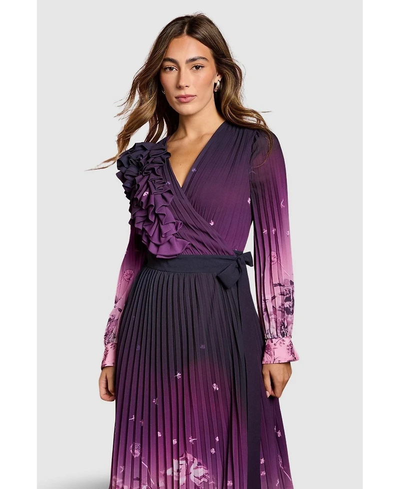 Coast Women's Floral Corsage Wrap Georgette Dress