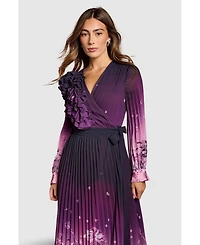 Coast Women's Floral Corsage Wrap Georgette Dress