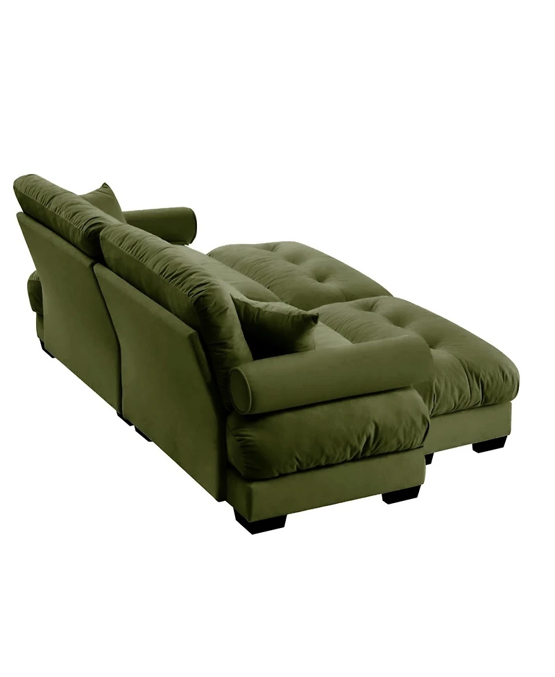 Streamdale Furniture Streamdale Oversized Modern Two-Seater Sofa with Ottoman, Velvet 2-Seater with Armrests & Pillows