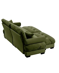 Streamdale Furniture Streamdale Oversized Modern Two-Seater Sofa with Ottoman, Velvet 2-Seater with Armrests & Pillows