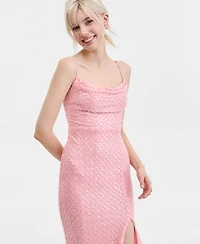 B Darlin Juniors' Beaded V-Neck Lace-Up-Back Gown