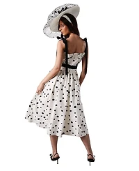 Coast Women's Lisa Tan Mono Spot Bow Detail Midi Dress