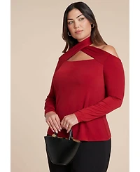 Eloquii Women's Cross Front Cut Out Top