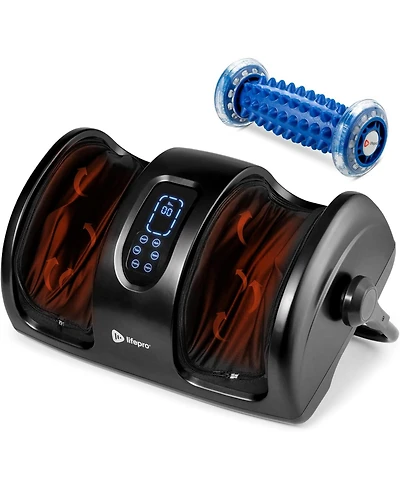 LifePro Calf and Foot Massager with Heat for Plantar Fasciitis, Circulation & Pain Relief (Black)